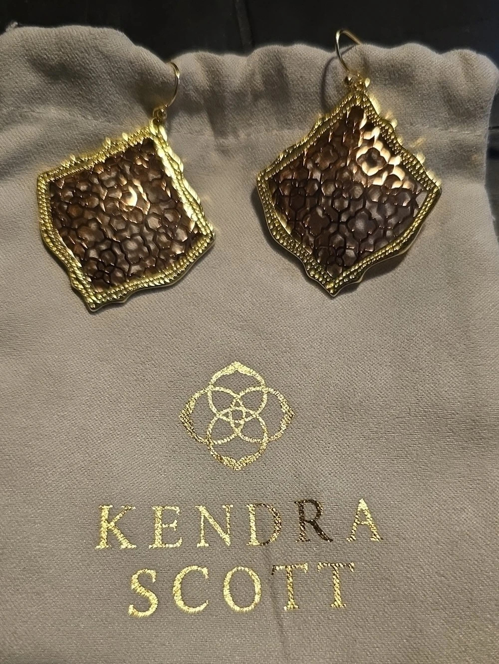 Kendra Scott Danielle Statement Earrings Brown & Gold Earrings